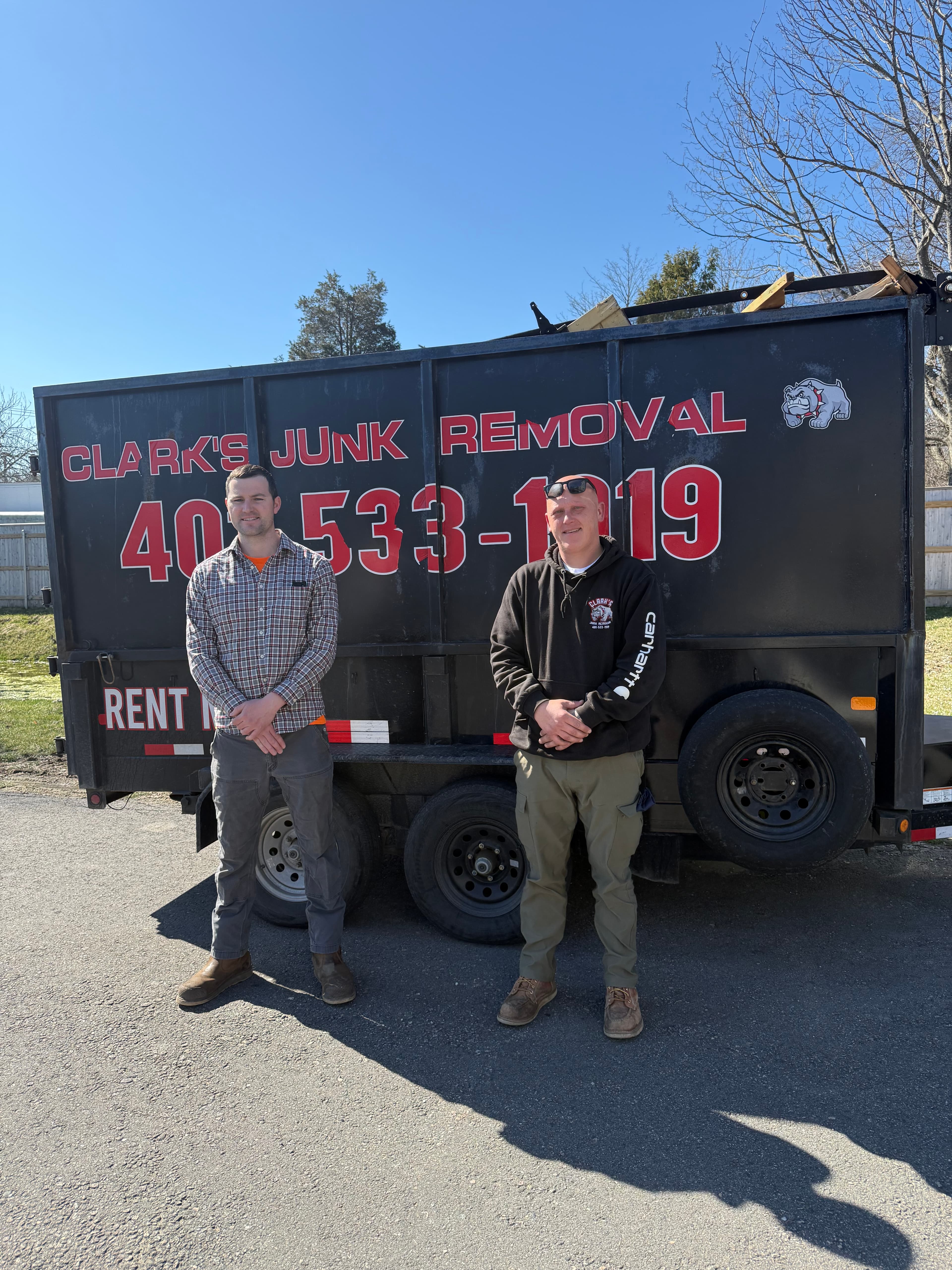 Before and after junk removal project by Clark's in RI